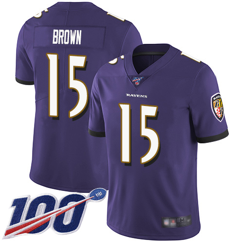 Baltimore Ravens Limited Purple Men Marquise Brown Home Jersey NFL Football #15 100th Season Vapor Untouchable->baltimore ravens->NFL Jersey